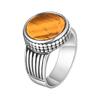 Titanium Steel Zircon Tiger Eye Ring: Men's Turquoise Hip Hop Fashion Accessory