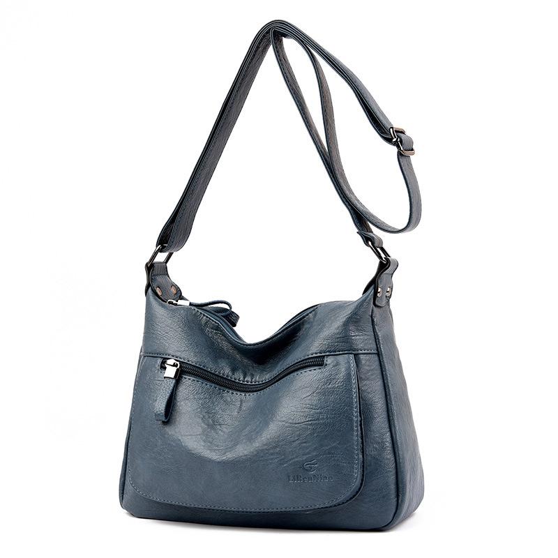 

European and American retro style casual lightweight and large-capacity one-shoulder crossbody women s bag 29*10*24 синий
