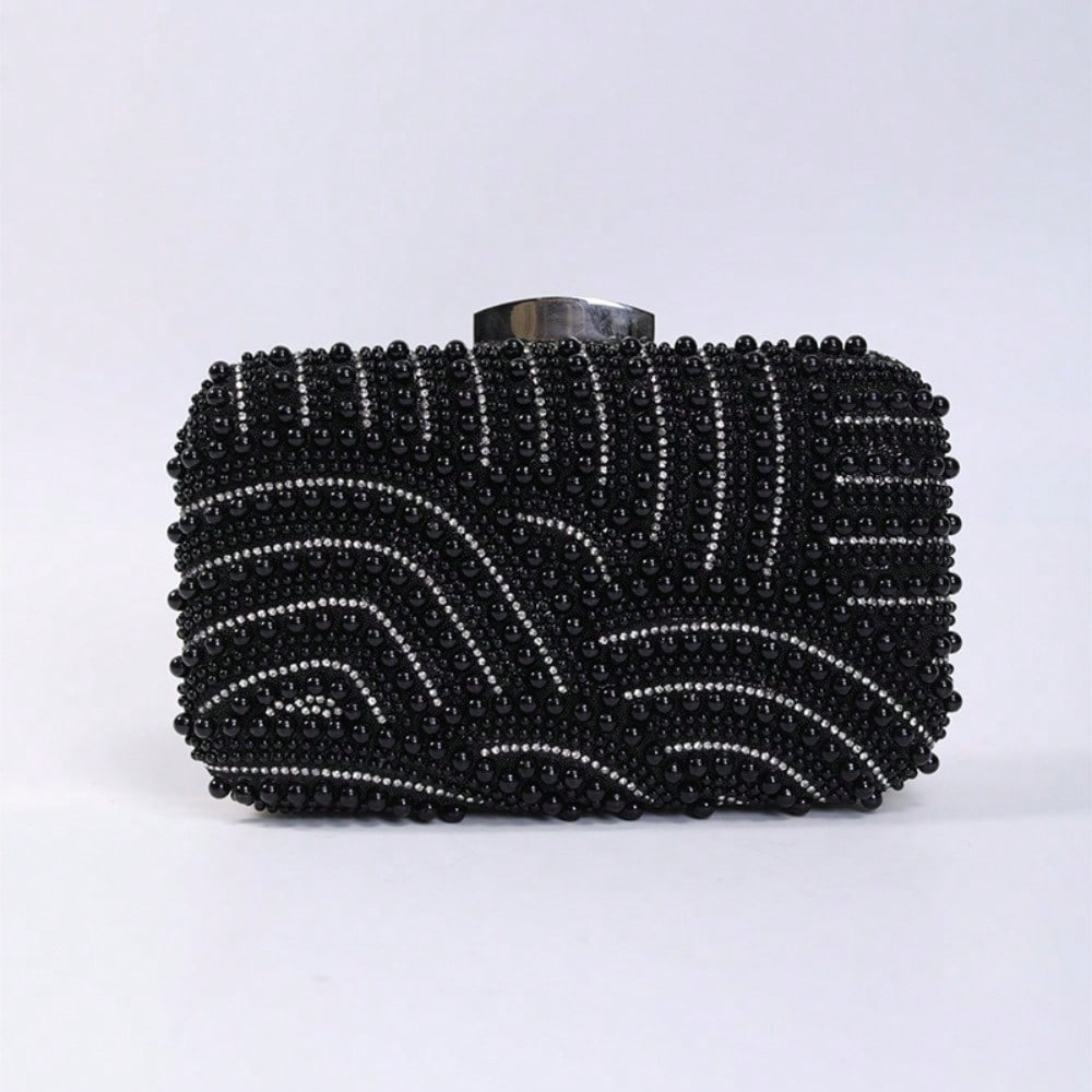 Sac de soirée Perle de Simulation Vintage Sac à Broderies Perles Sac pour Robe de Banquet Sac à Main Élégant pour Dames black black