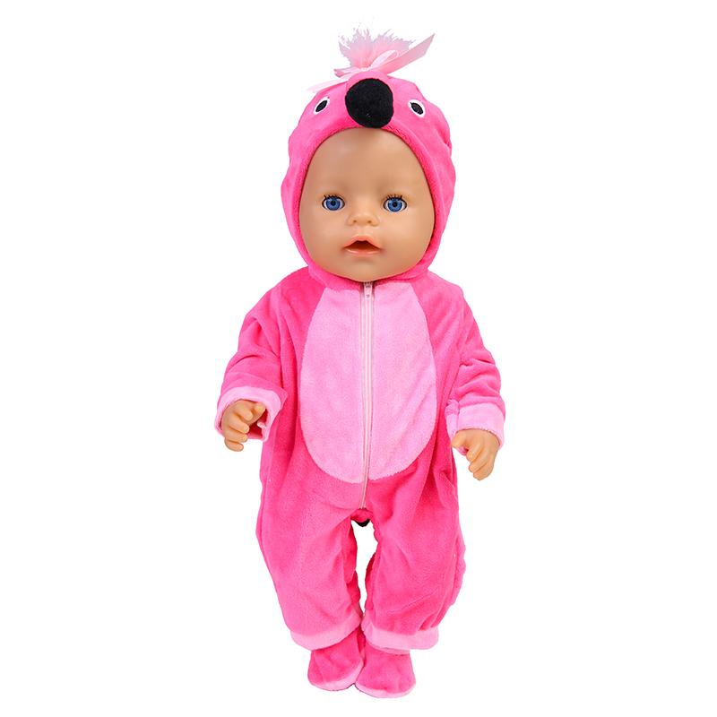 43cm Doll Clothes Cute Flamingo Outfits 13 Inch Reborn Doll Jumpsuit Birthday Gift Toys New Born Baby Dolls Accessories barbies