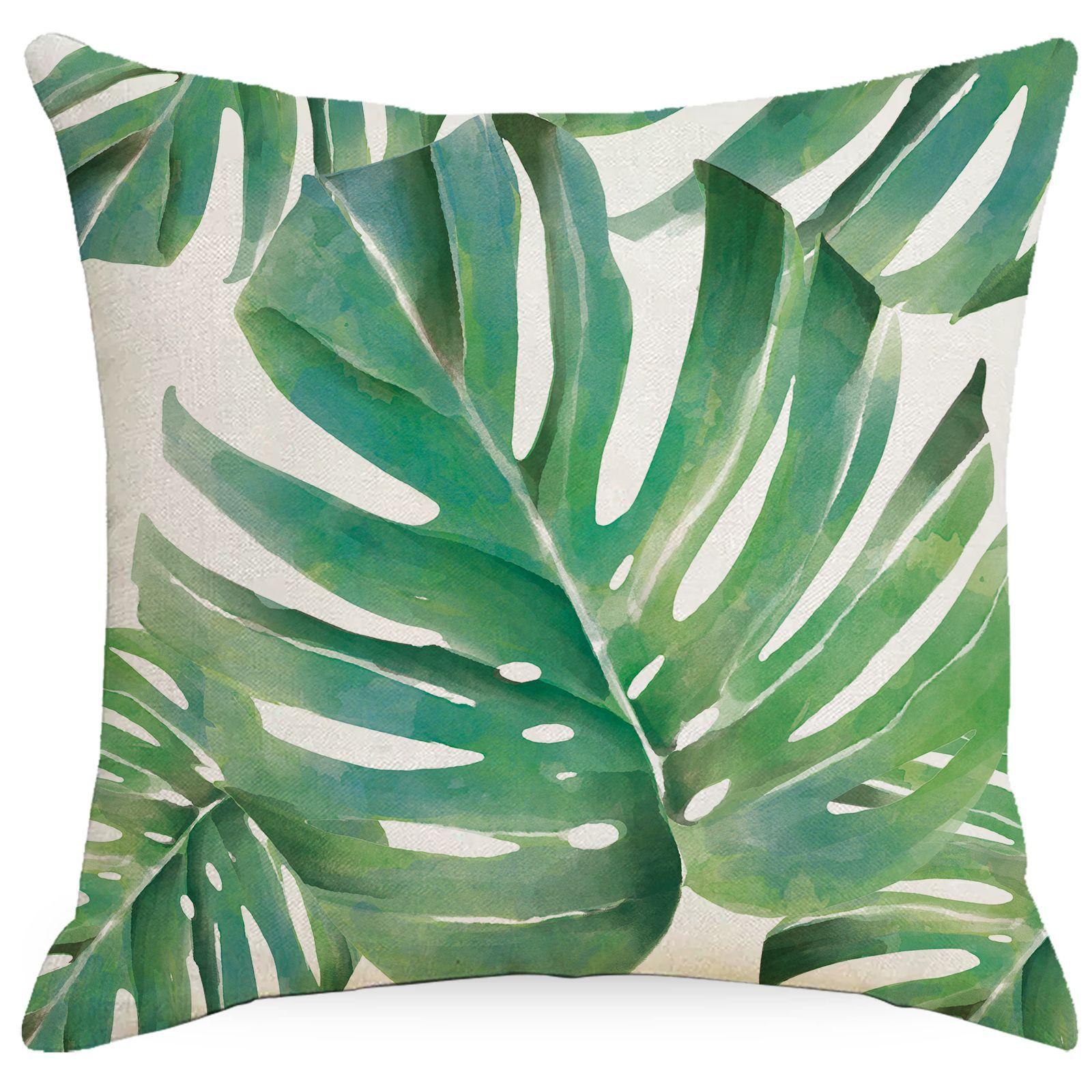 

Простая и свежая подушка с зеленым растением, подушка для спинки дивана в гостиной, спальне, офисе, односторонняя водонепроницаемая льняная подушка 45 * 45CM