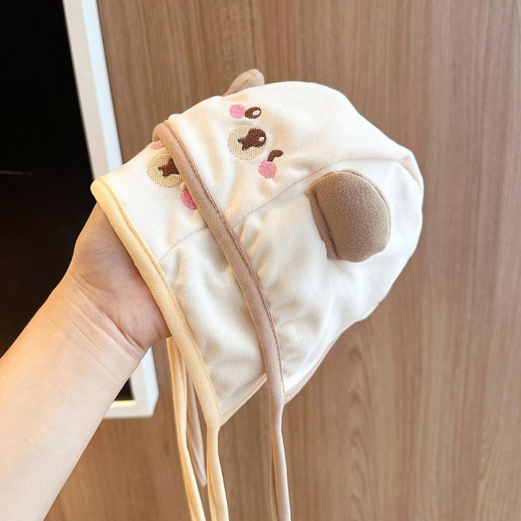 Cartoon Bear Baby Hat Autumn Winter Warm Cotton Infant Ear Protection Cap Solid Color Windproof Toddler Beanies Hat Bonnet
