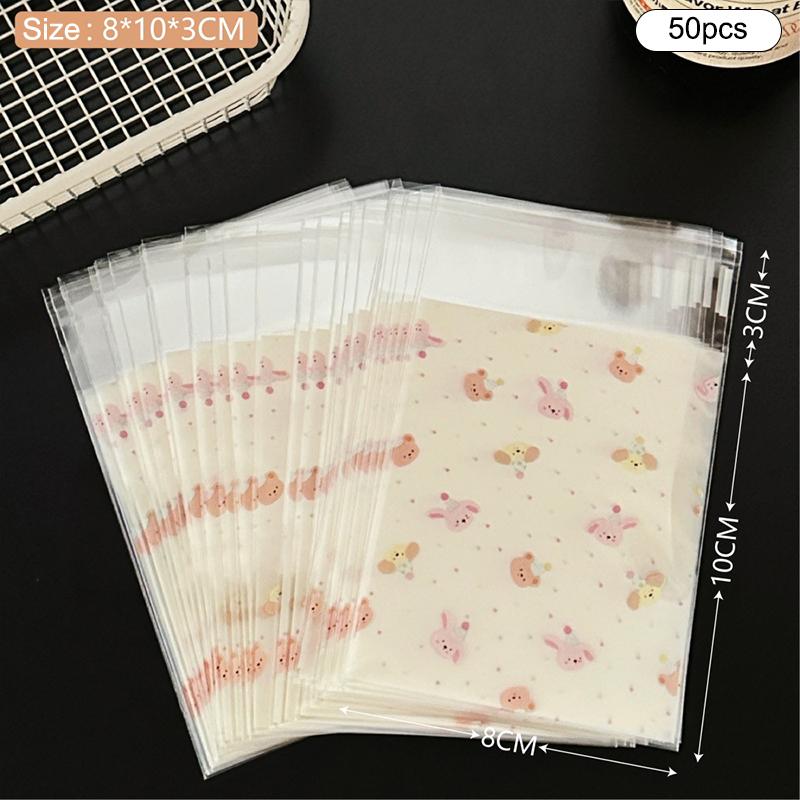 50 ks Roztomilé kreslené uzavíratelné sáčky Samolepící kreativní sáčky na cukroví Malé sáčky na sladkosti Sáčky na svačinu Dárkové balení sáček