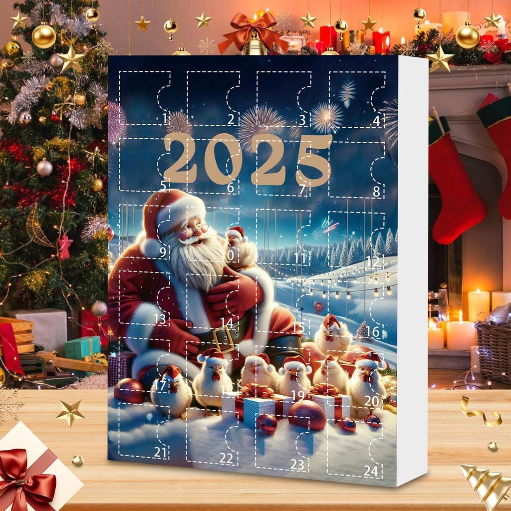 Christmas Tree Ornaments 24 Days Festive Countdown Calendar 2025 2D Acrylic Cute Chick Pendants Animal Charm For Christmas Tree