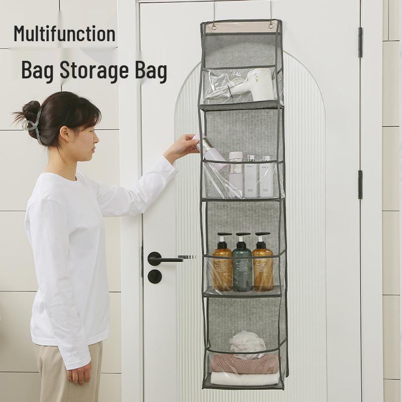 Wall-Mounted Fabric Hanging Organizer with Pockets - Essential Over-the-Door Storage for Dorms and Homes