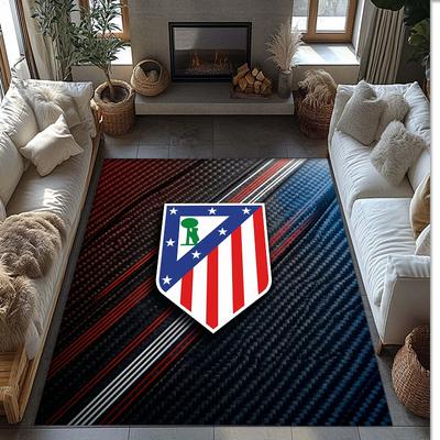 Alfombra de Área de Franela Estampada del Atlético de Madrid Antideslizante Suave Alfombra de Piso de Poliéster Decoración Interior para Dormitorio Sala de Estar Sofá Sala de Juegos Decoración del Hogar