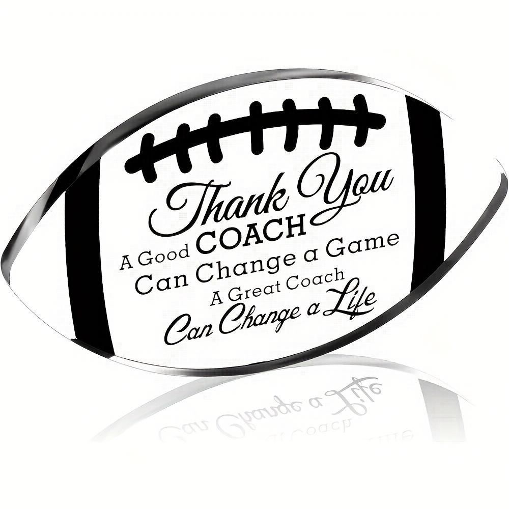 

Acrylic Football Coach Gift - Thank You Appreciation Desk Decor with Inspirational Quote, American Football Shape Office Decoration for End of Season 10*15cm