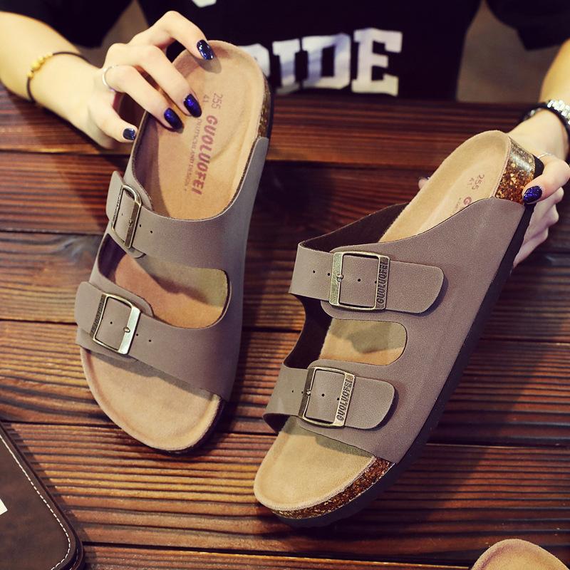 Fashion 2025 New Men's Leather Mule Clogs Slippers High Quality Soft Cork Two Buckle Slides Footwear For Men Women Unisex 35-46