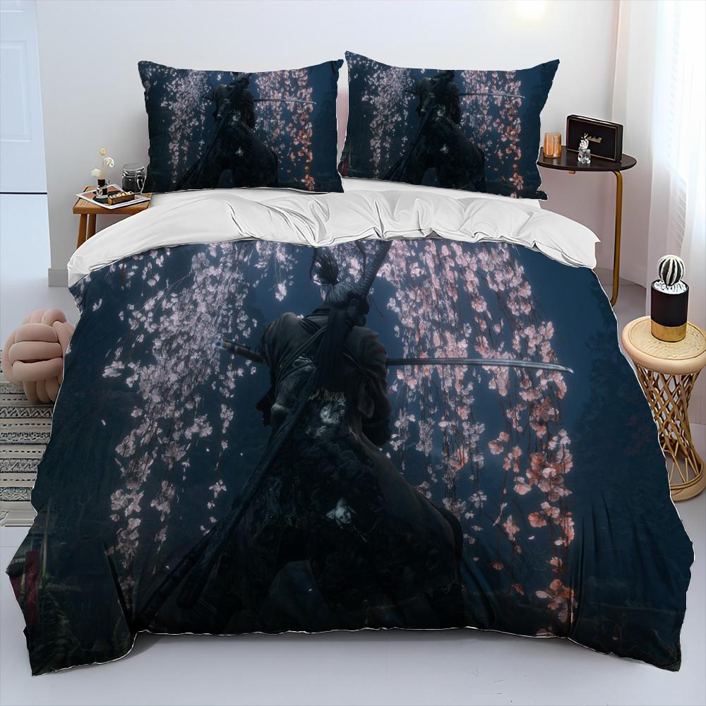 3D Sekiro:Shadows Die Twice Game Comforter Bedding Set,Duvet Cover Bed Set Quilt Cover Pillowcase,king Queen Size Bedding Set