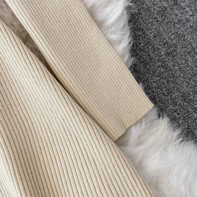 Autumn Elegant Knitting V-neck Long Sleeve Dress Women Fashion Retro Lace Up Bow Dresses Female France Warm Thin Slim Knit Dress New