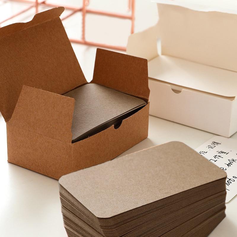 100/200Pcs Kraft Paper Blank Cards Business Card Double-sided Available Word Message Gift DIY Cards Mini Note Cards Paper Tags