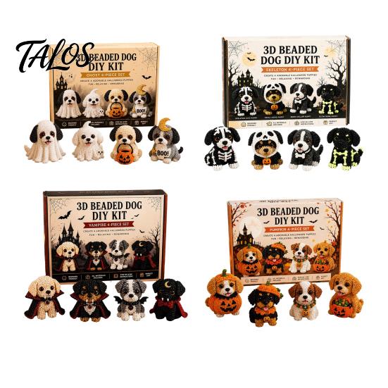 DIY Craft Set for Kids 3D Halloween Dog Art Set, Beaded Puppy Kit, Cute Healing Kit Adults Animal Beginners Adults, Home Desk Decor Decorative Beads