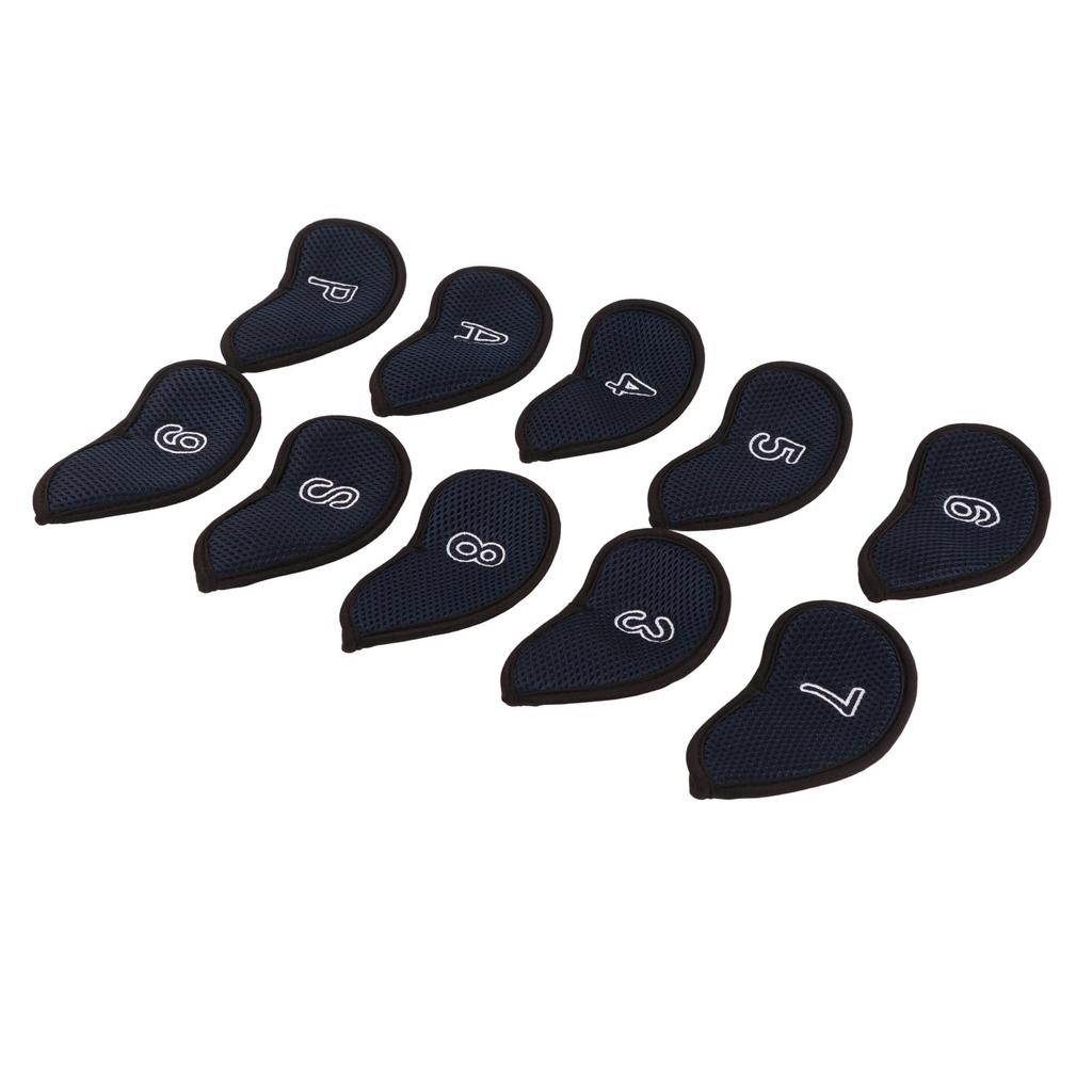 10pcs Golf Iron Covers Set with Numbers Waterproof Golf Head Cover Protective Headcover for Court Exercise Dark Blue