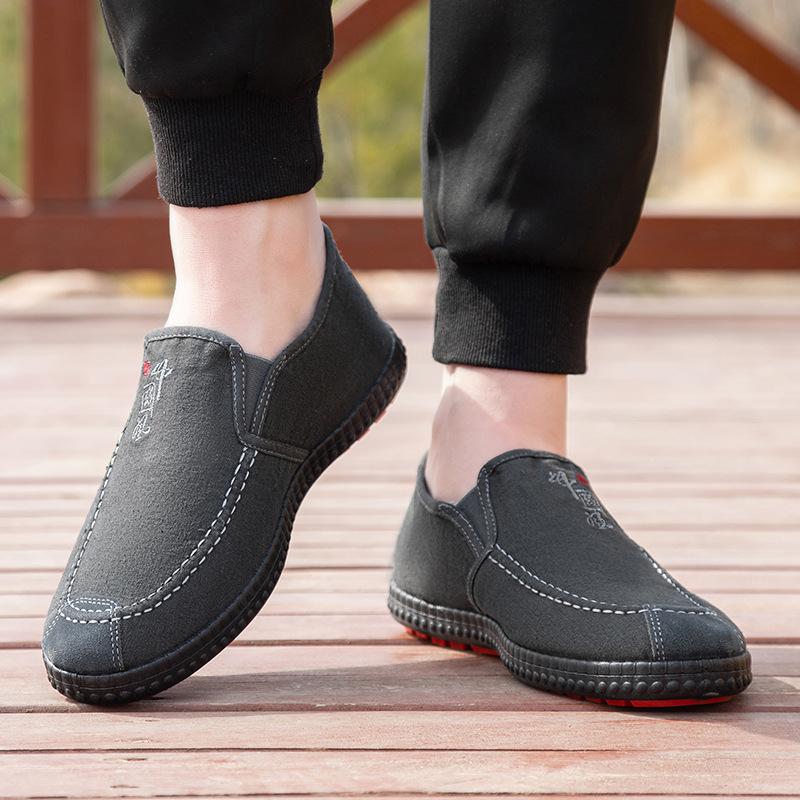 Old Beijing Cloth Shoes Autumn New Men's Shoes Fashion Versatile Casual Canvas Shoes Soft Sole Light One Pedal Work Shoes