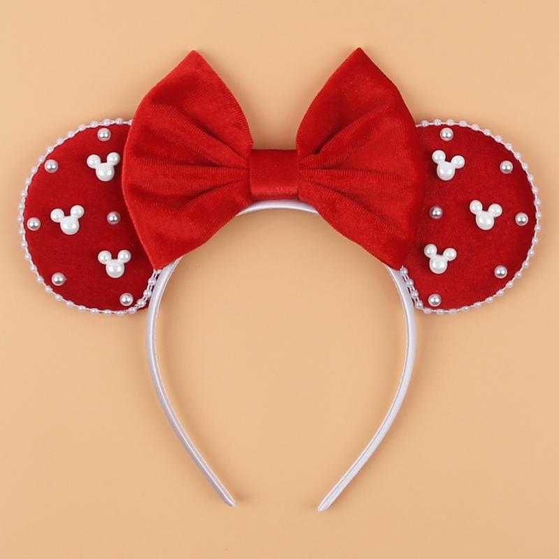 Ny Trendig Musöron Hårband Mickey 3.3" Sammet För Flickor Mjuk Rosett Hårband Halloween Festival Fest Resa DIY Håraccessoarer