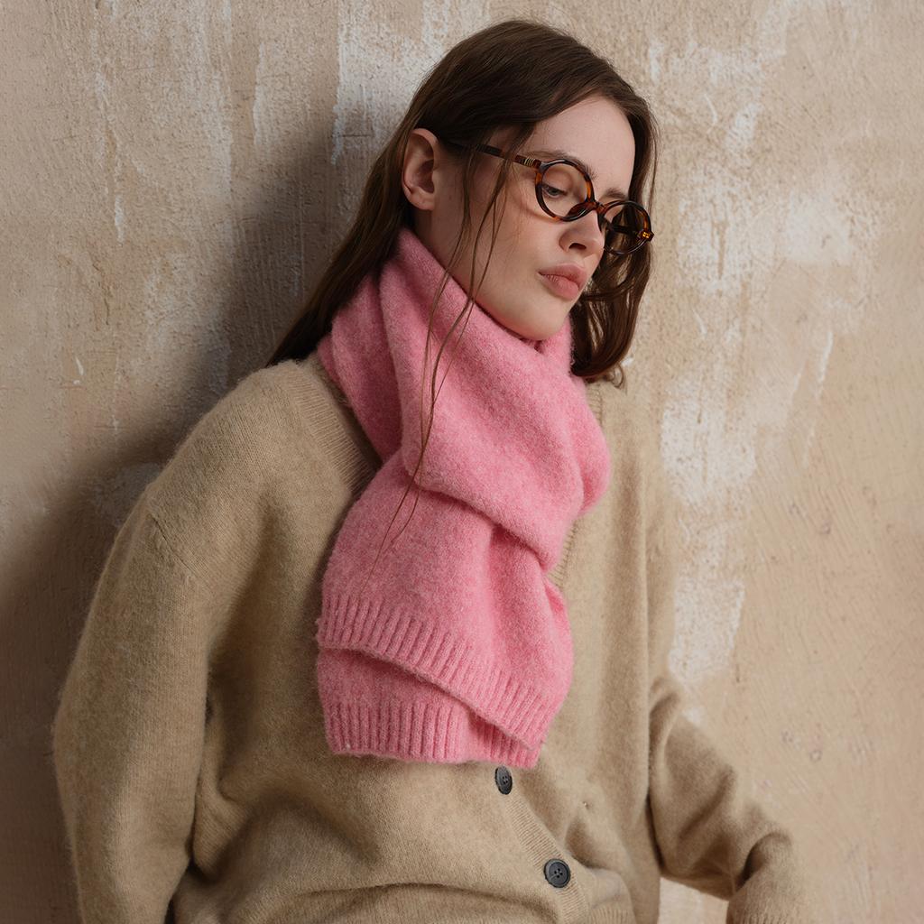 Homemade basic soft waxy premium atmosphere wool blend solid color knitted scarf women's winter wool scarf men's