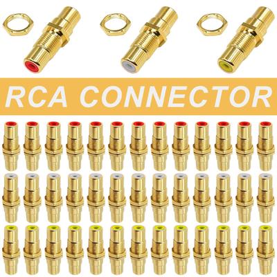 2/4/8Pcs RCA Plug Gold-plated Conversion Adapter RCA Dual Female Socket Straight Connector with Screw Nuts