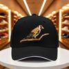 1pc 2025 Summer  Autumn New Arrival Lightweight Baseball Cap  Adjustable Black Snapback Hat with Vibrant Goldfinch Bird Print