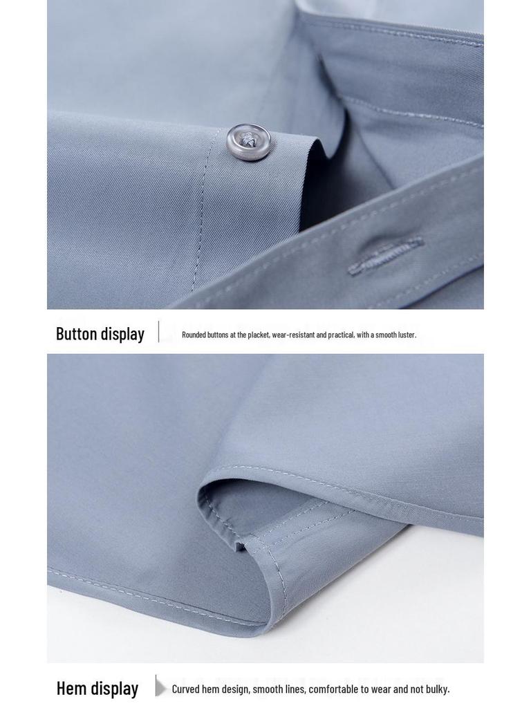 2025 Bamboo Fiber Men's Short Sleeve Shirt - No Pocket, Light Business Fashion, Multi-Color Options