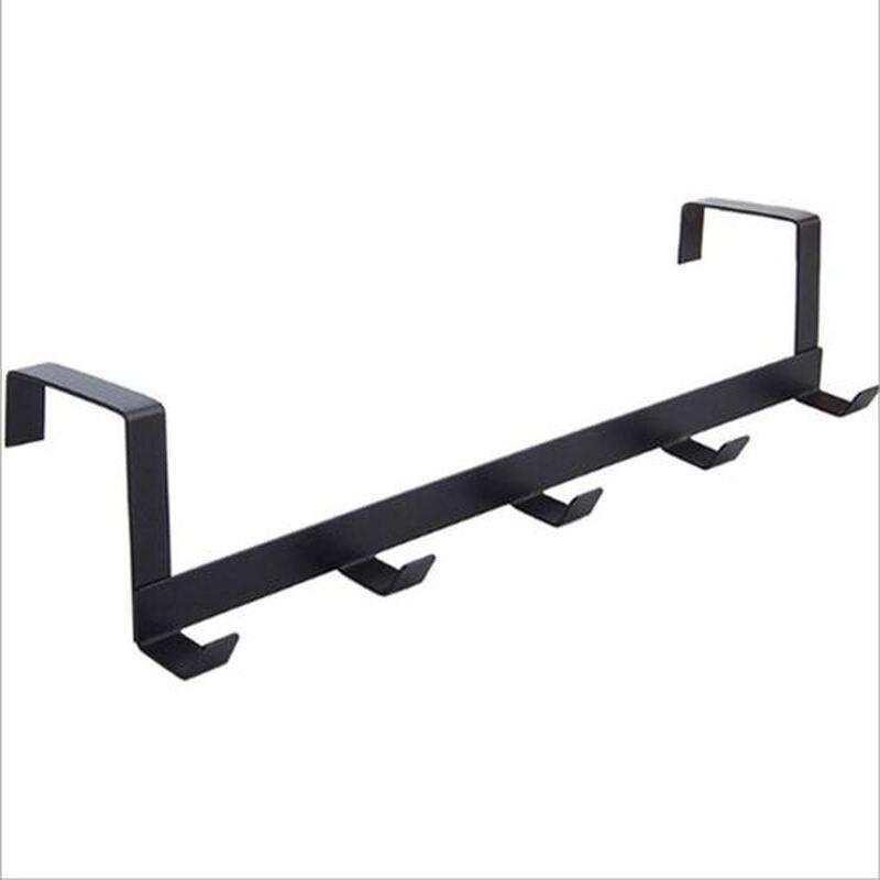 Wrought Iron Over-the-Door Hook Rack with Five Rows for Clothes, Bags, and Hats
