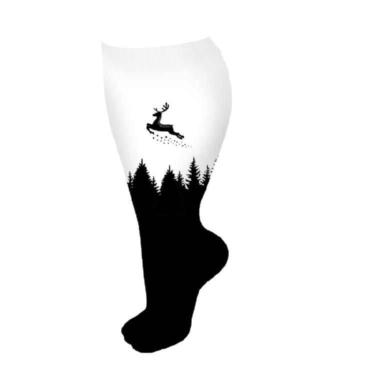 3 Pairs Christmas Pattern Athletic Wide Calf Compression Socks for Men and Women Running Flight Travel Nurses Pregnant