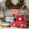 2pcs Christmas Candy Boxes with Handle Handheld Sweets Tins Portable Tinplate Candies Holders Sugar Storage Container