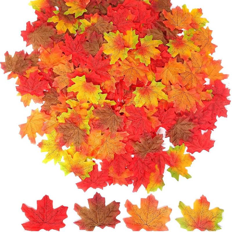50-300Pcs Fall Artificial Maple Leaves Faux Silk Leaf For Thanksgiving Halloween Christmas Home Decor Wedding Party Supplies