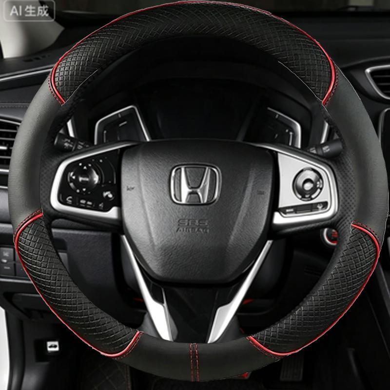 Hand-Stitched Black Microfiber Leather Steering Wheel Cover For Honda Civic 10 2016-2019 CRV CR-V 2017-2019 Clarity 2016-2018