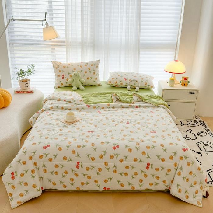 Summer Lightweight Quilt Wrinkle Resistant Washed Cotton All Season Comforter Single Double Bed Air Conditioning Duvet