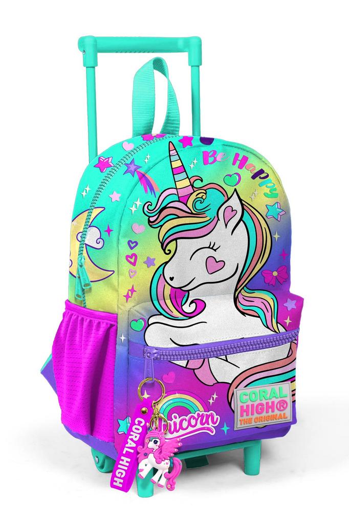 Minik Yuva Squeegee Rucksack Lavendel Wassergrün Einhorn gemustert zwei Fächer 24029