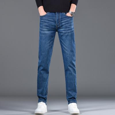 New Slim-fit Stretch Denim Trousers for Men Straight-leg Relaxed Fit Mid-rise Long Trousers