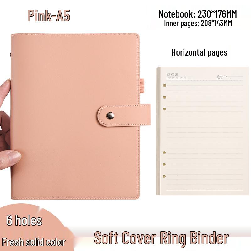Minimalist A6 Soft Leather Ring Binder Planner Notebook