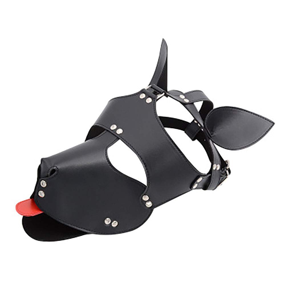 Warmtrees SM Dog Leather Hentai SM Dog Slave Party Couples Blindfold Full Head Restraint Breathable Popular for SM Fetish Black Mask, Mask,