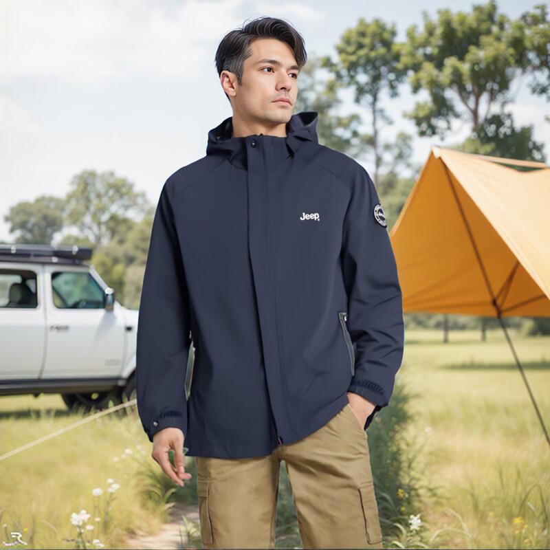 JEEP Men s Detachable Hooded Casual Jacket M