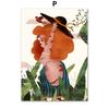 Sommerjente En liten lur Villblomst Jungelplanter Veggkunsttrykk Lerretsmaling Nordisk plakat Dekorbilder til stuen