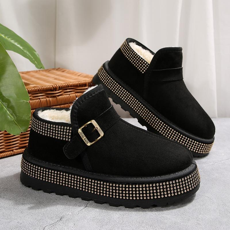 Fashion Snow Boots Women's 2025 Winter New Platform Plush Thickened Warm Northeast Big Cotton Shoes Booties