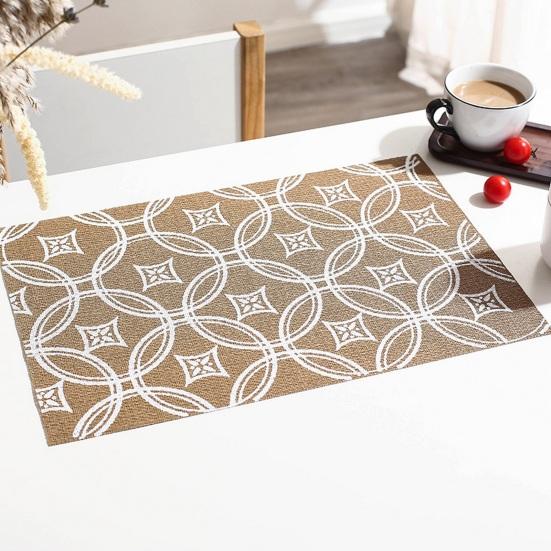 Vintage Placemat Heat-Resistant Non-slip PVC Heat Insulation Rectangle Dining Table Protection Decoration Pad Kitchen Supplies