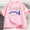 Kpop Korean Jin Super Thunfisch Fisch T-Shirts Mode Vintage Kurzarm T-Shirt Unisex Unisex Kleidung Baumwolle Lässig Übergroßes T-Shirt