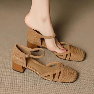 Women Heeled Sandals Designer Mid Heels Shoes Summer Woman Pumps 2026 New Elegant Shallow Shoes Sexy Mujer De Sandalias