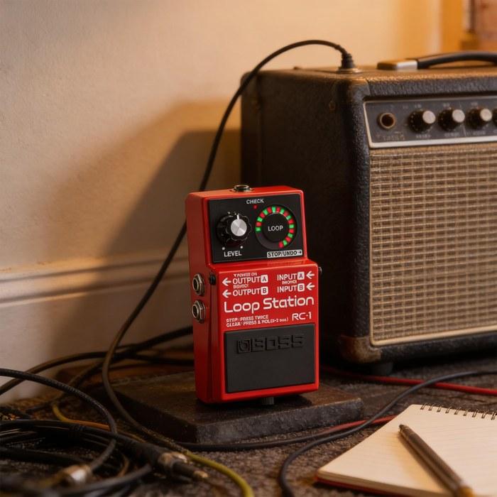 Boss RC-1 Loop Station Bundle with Instrument Cable, Patch Cable, and Picks