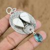 St Patrick Day Deal 925 Silver Natural Howlite Swiss Blue Topaz Pendant Jewelry