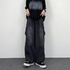 Men Baggy Cargo Jeans Multiple Pockets Solid Color Zipper Fly Loose Straight Wide Leg Pants Autumn Denim Trousers Streetwear
