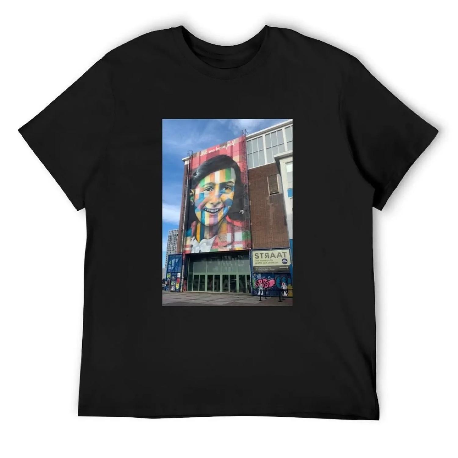 

Anne Frank mural T-Shirt oversized boys animal print customs summer clothes plain white t shirts men XXXXXL чорний