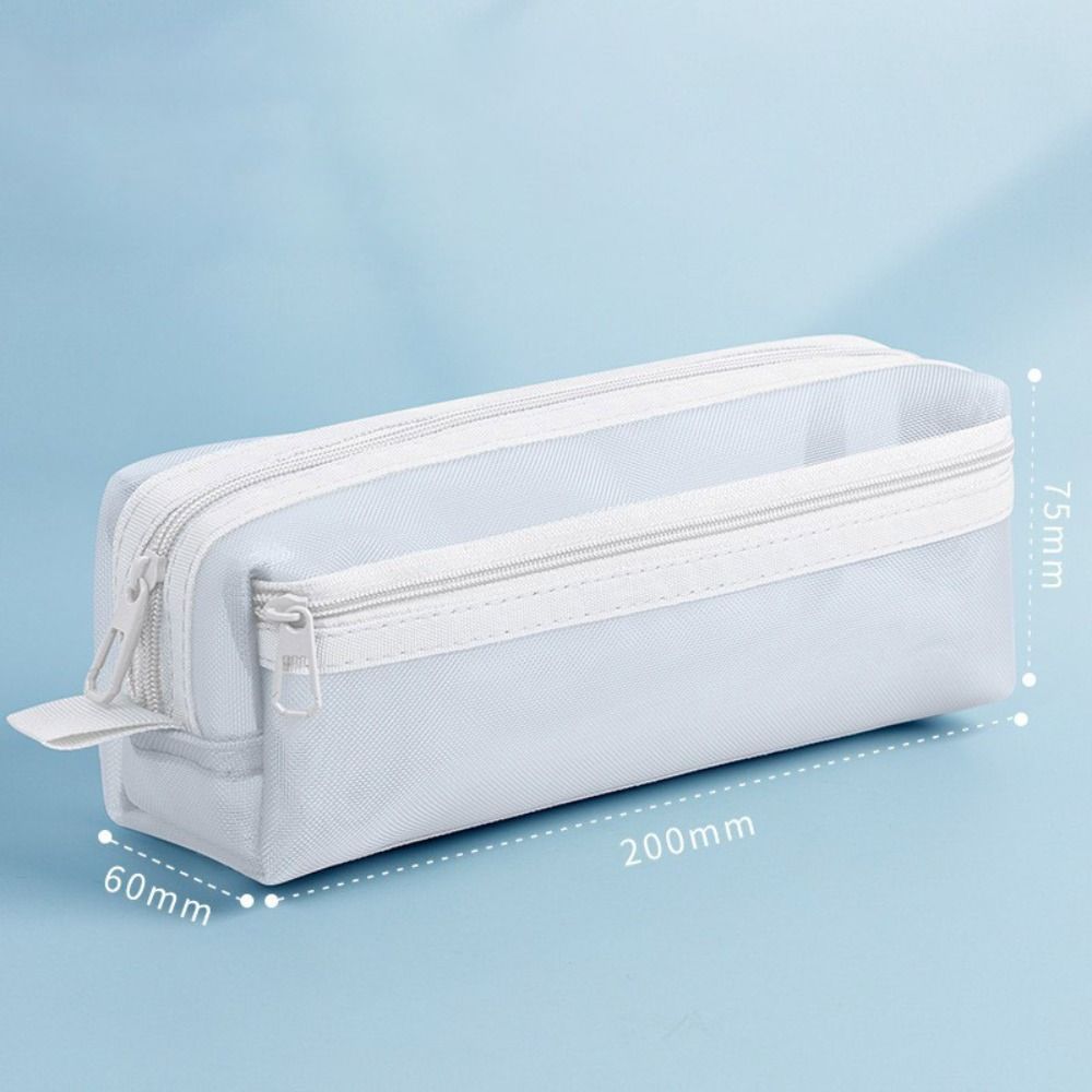 Double Layer Transparent Pencil Case Large Capacity Exam Supplies Organizer Mesh Pen Bag  Students
