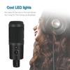 Censreal Condenser Microphone BM-U750 Unidirectional USB Microphone Volume Adjustment Noise Suppression Clamp Arm Style Black