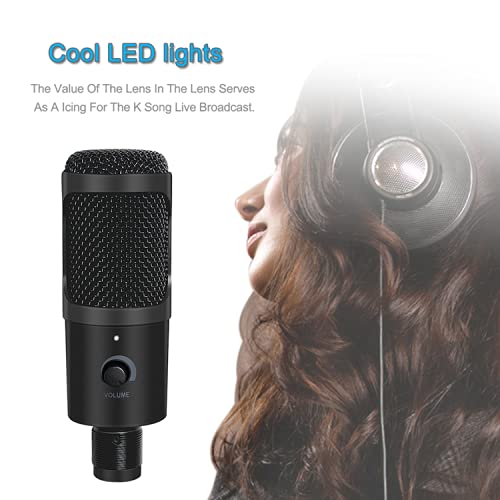 Censreal Condenser Microphone BM-U750 Unidirectional USB Microphone Volume Adjustment Noise Suppression Clamp Arm Style Black
