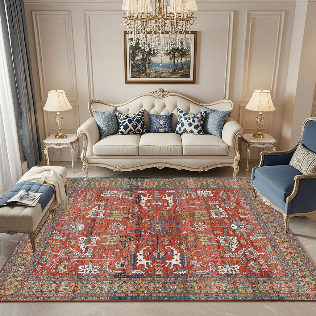 Bohemian Rug - Stain-Resistant & Non-Slip Living Room Sofa & Recliner Mat Bedside Rug for Bedroom Home Decor