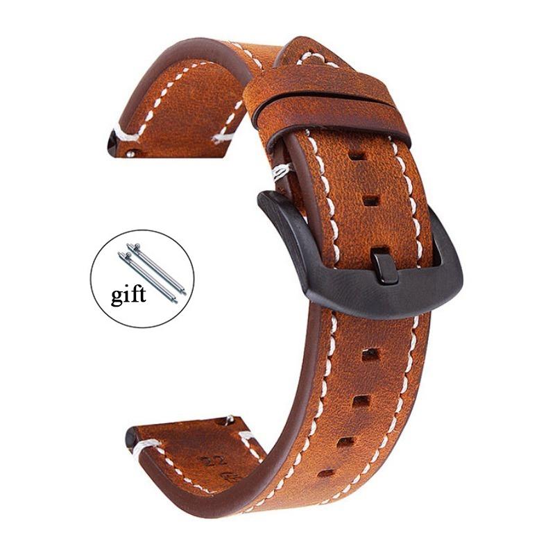 Watchband Geniune High-end Retro Calf Leather Watchbands 18/19mm 20mm 21mm 22mm 24mm Watch Strap For Samsung Watch Strap For Huawei Watch
