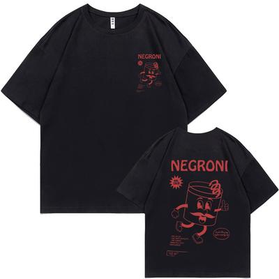 Funny Negroni Cocktail Graphic Print Tshirt Men Fashion Vintage Oversized Tshirt Male Casual Cotton Short Sleeve T Shirts