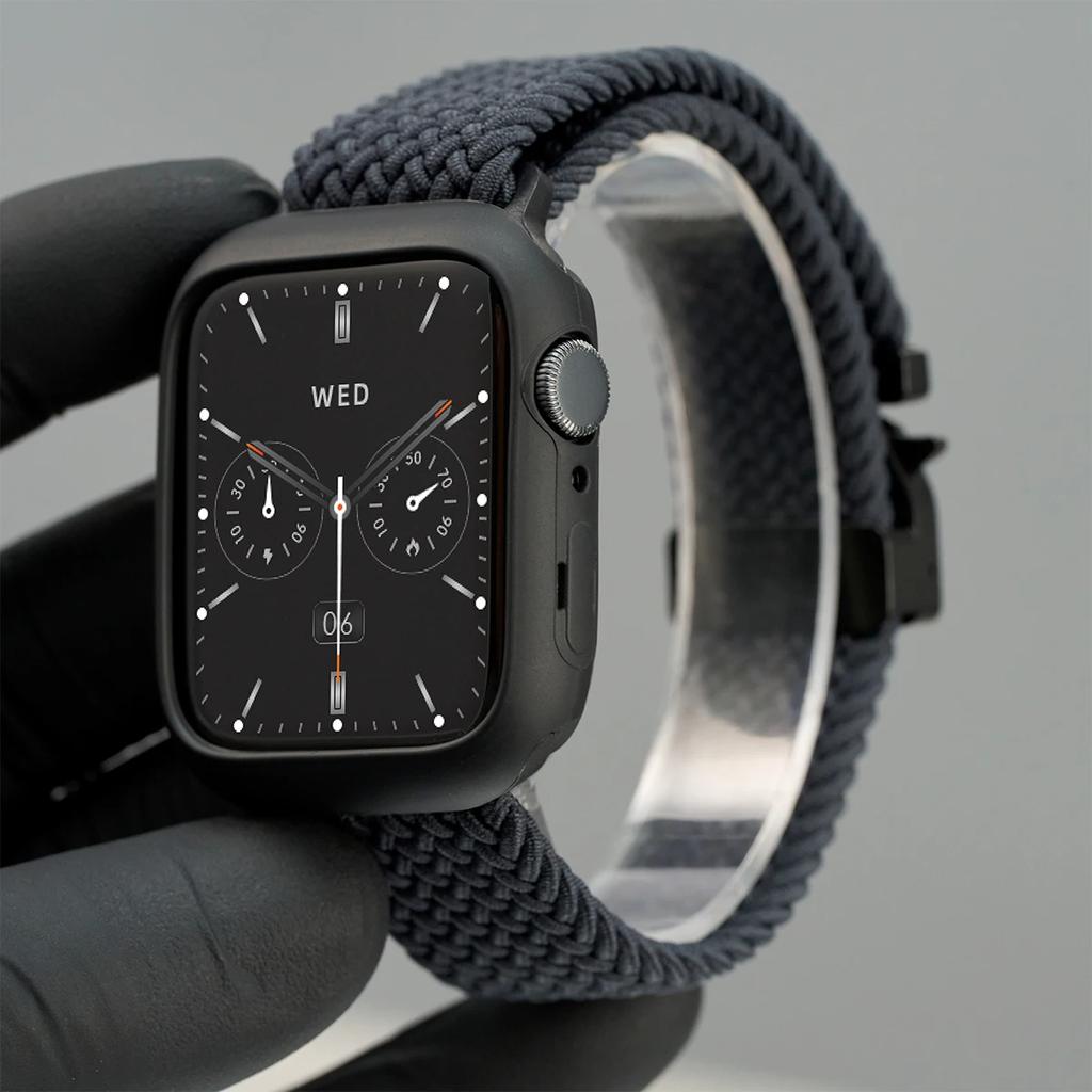 Silicone Case+Braided Strap For Apple Watch Bands 46mm 49mm 44mm 42mm 41mm 40mm 38mm SE 10 9 6 5 Ultra 2 Nylon Correa Strap